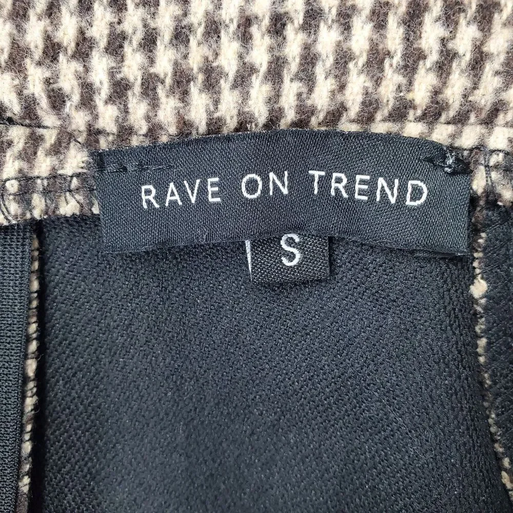 Rave On Trend‎ A Line Skirt Womens Small Multi Houndstooth Button Front Back Zip - Picture 5 of 5